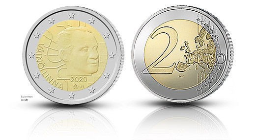 Draft picture of Väinö Linna 2 euro coin