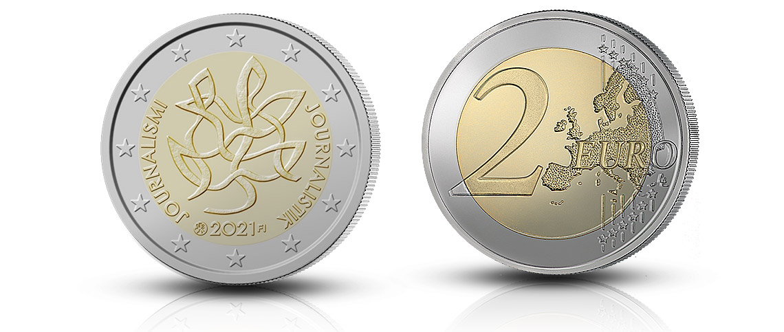 Journalism and free press supporting Finnish democracy special euro coin
