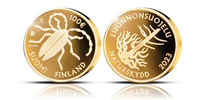 Numeroitu Suomen ensimmäinen luonnonsuojelulaki 1923 -kultaraha 2023
